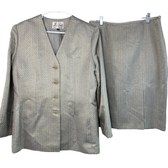 Le Suit Womens Evening Jacket & Skirt Set Size 16 Metalic NWT 7679 - Picture 2 of 11